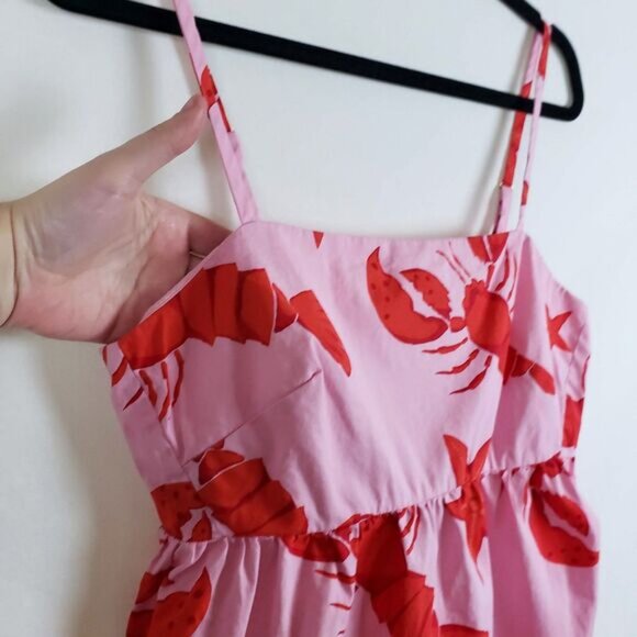 J.Crew Lobster Camisole Tank Top Womens 6 Tie-Back Pink Coastal Nautical - Picture 2 of 11